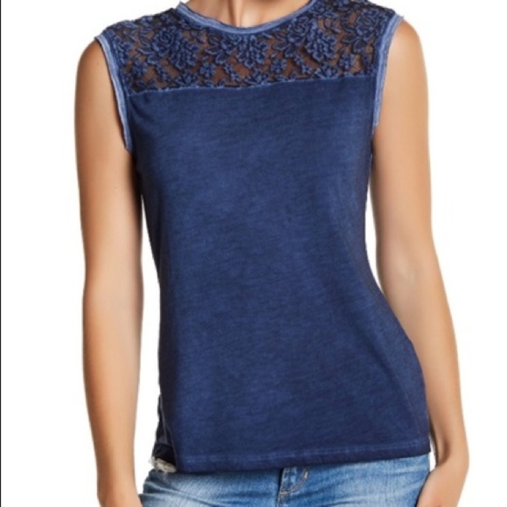 Dantelle Lace Yoke Mesh Tank